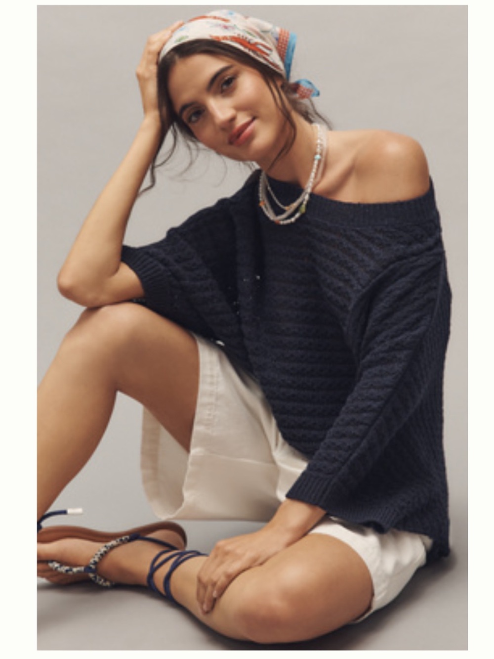 Pilcro Distressed Asymmetric Open Stitch  Sweater - Size S - BNWT
